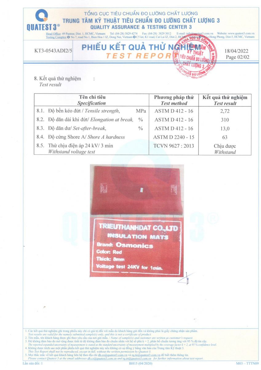 THẢM CÁCH ĐIỆN 24KV Osmonics